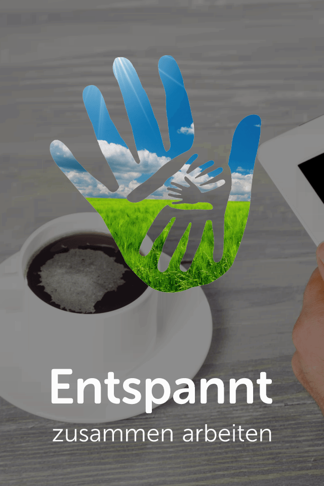 Logo Kundenbindungssystem magiC-orga mit Kaffeetasse, steht fr entspannt zusammen arbeiten