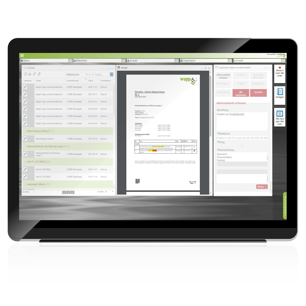 Protokollverwaltung Screenshot CRM magiC-orga